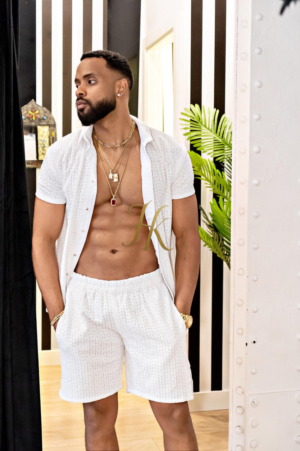 Fashion Spring/Summer Men's Lace Two-Piece Clothing - kayibstrore