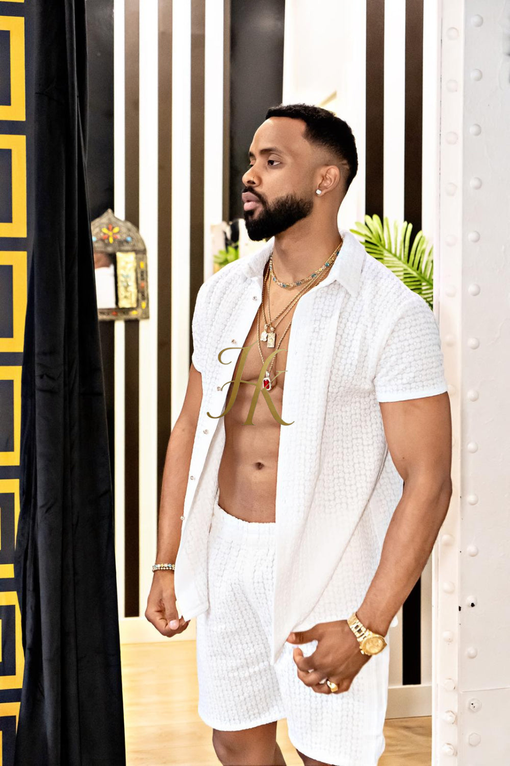 Fashion Spring/Summer Men's Lace Two-Piece Clothing - kayibstrore
