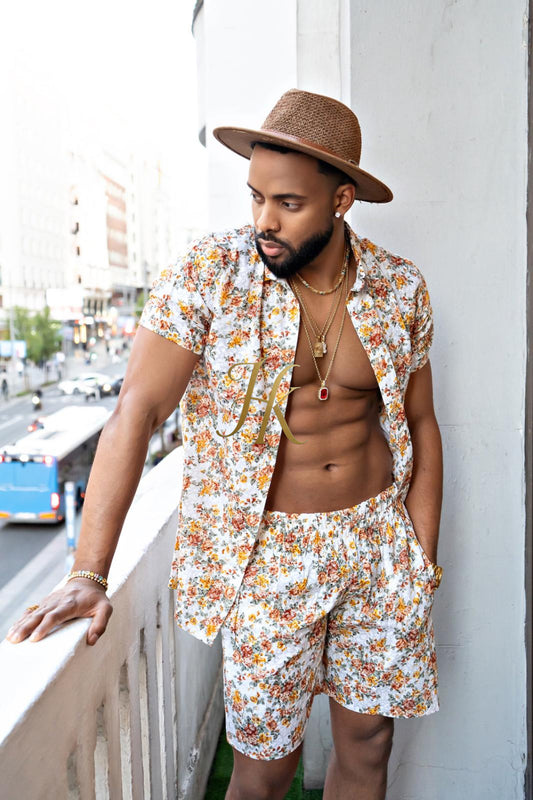 Flower Fashion Spring/Summer Men's Lace Two-Piece Clothing - kayibstrore