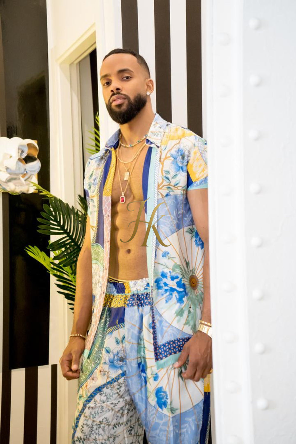 Luxury Summer Men's Silk Party Outfits set - kayibstrore