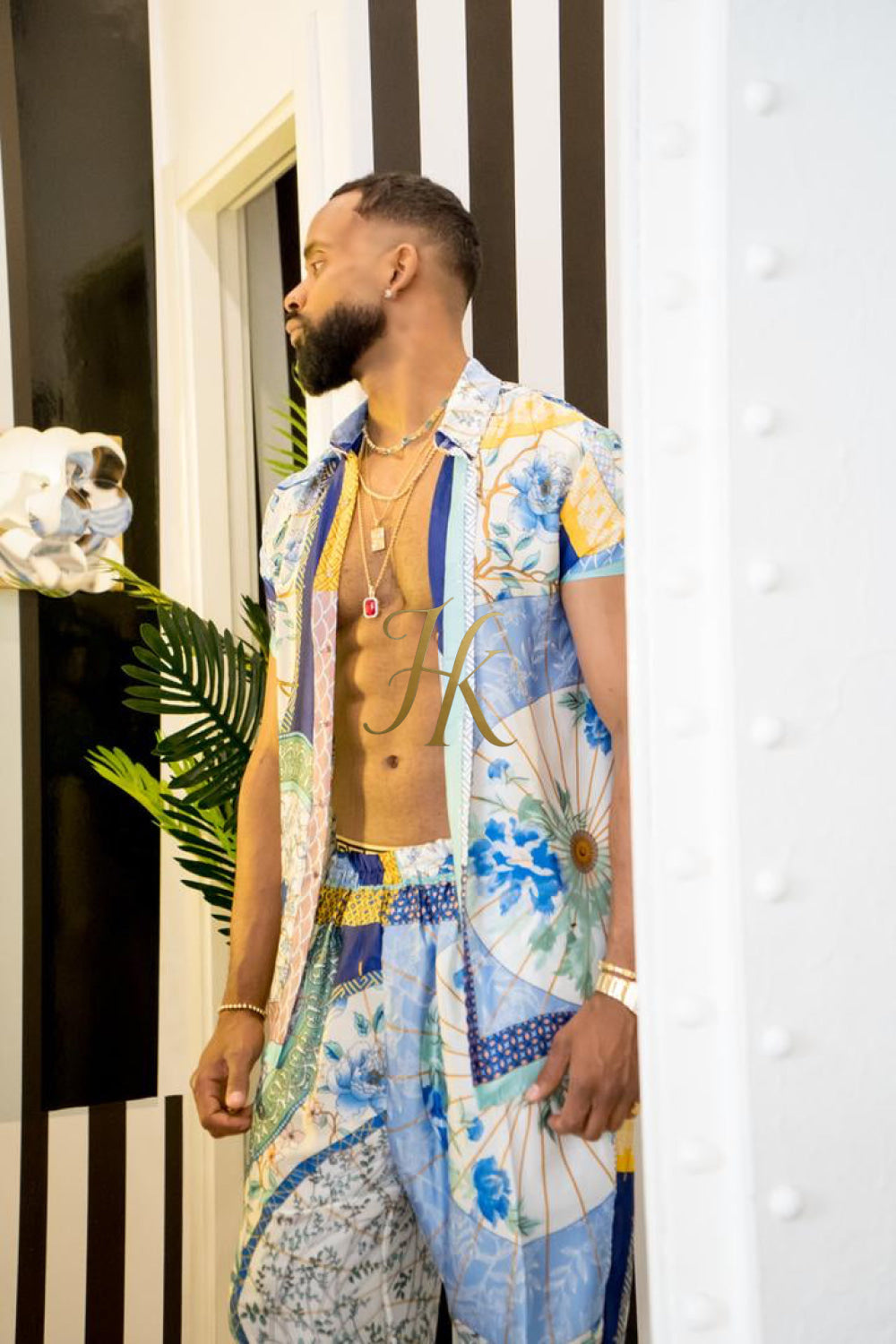 Luxury Summer Men's Silk Party Outfits set - kayibstrore