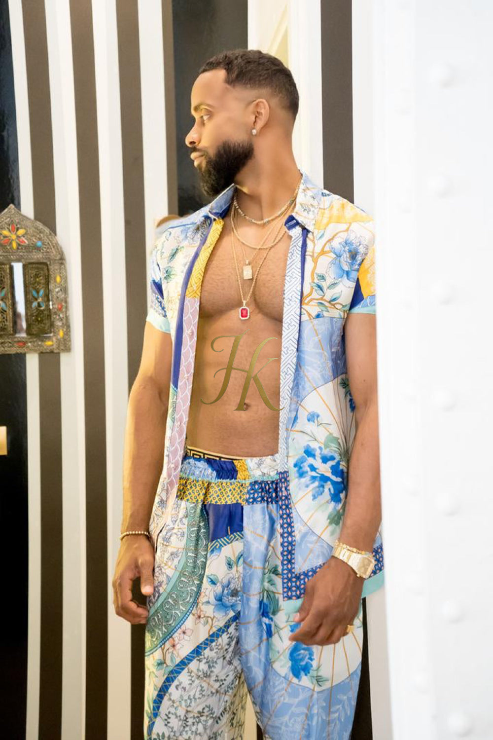 Luxury Summer Men's Silk Party Outfits set - kayibstrore
