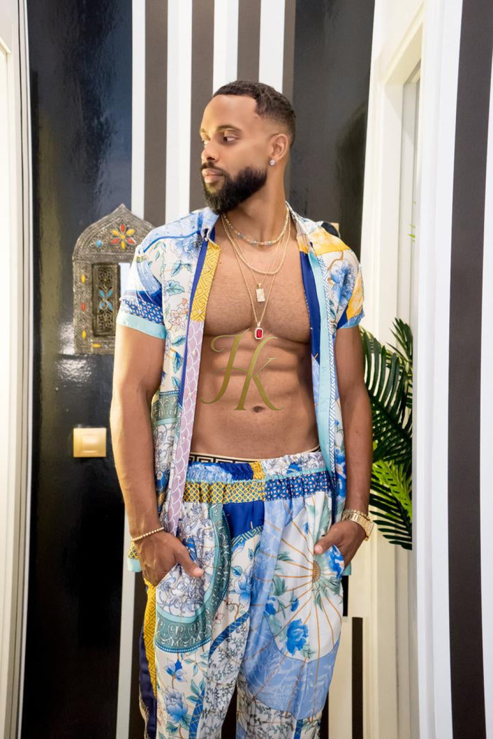 Luxury Summer Men's Silk Party Outfits set - kayibstrore