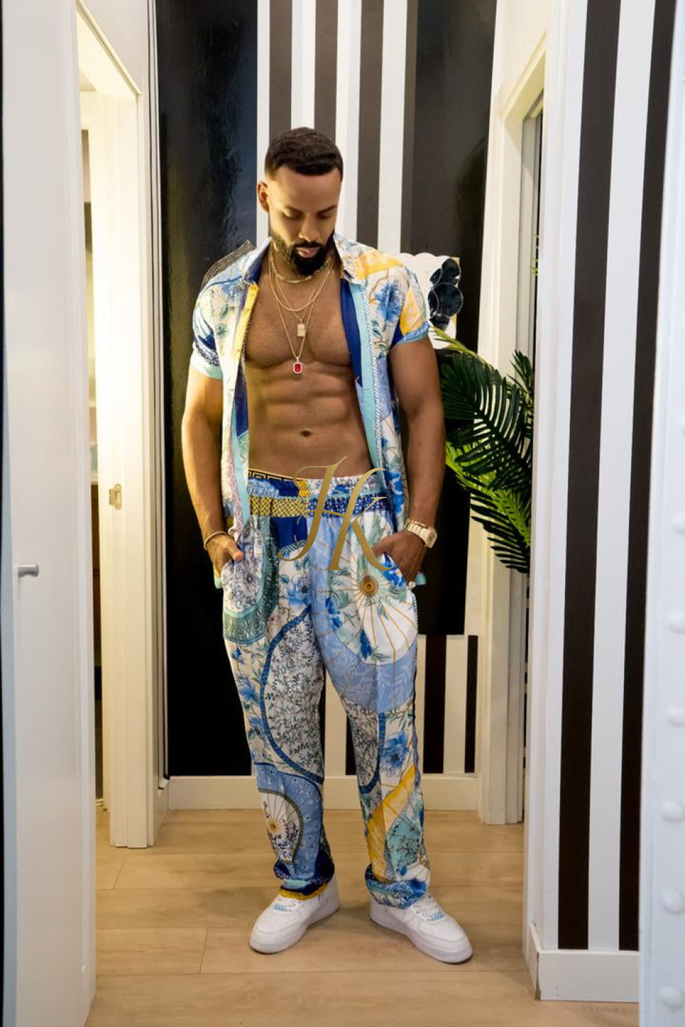 Luxury Summer Men's Silk Party Outfits set - kayibstrore