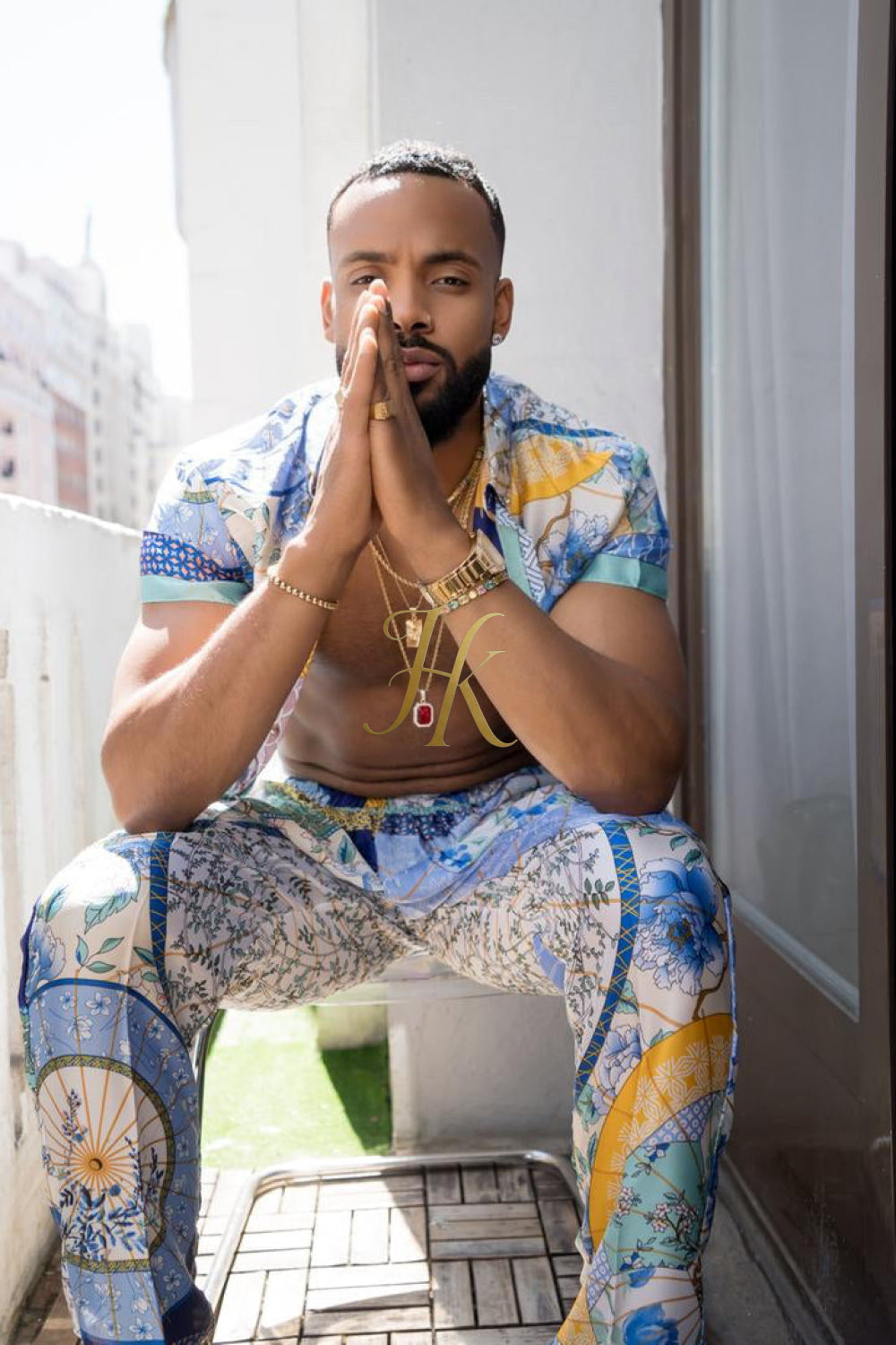 Luxury Summer Men's Silk Festivals Outfits set - kayibstrore