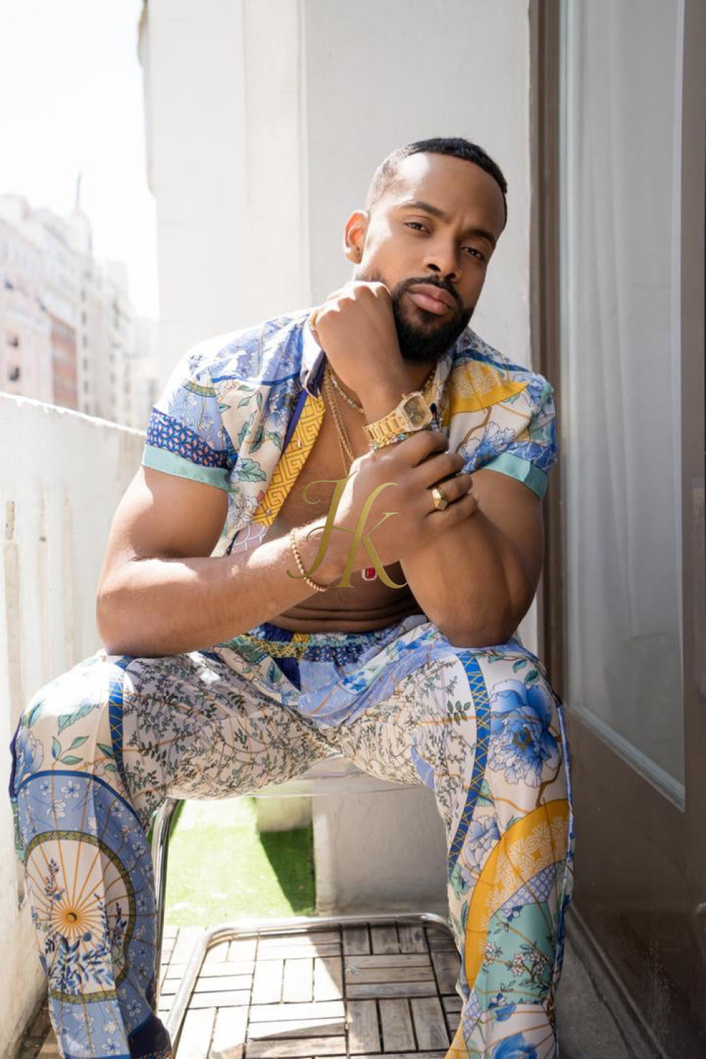 Luxury Summer Men's Silk Festivals Outfits set - kayibstrore