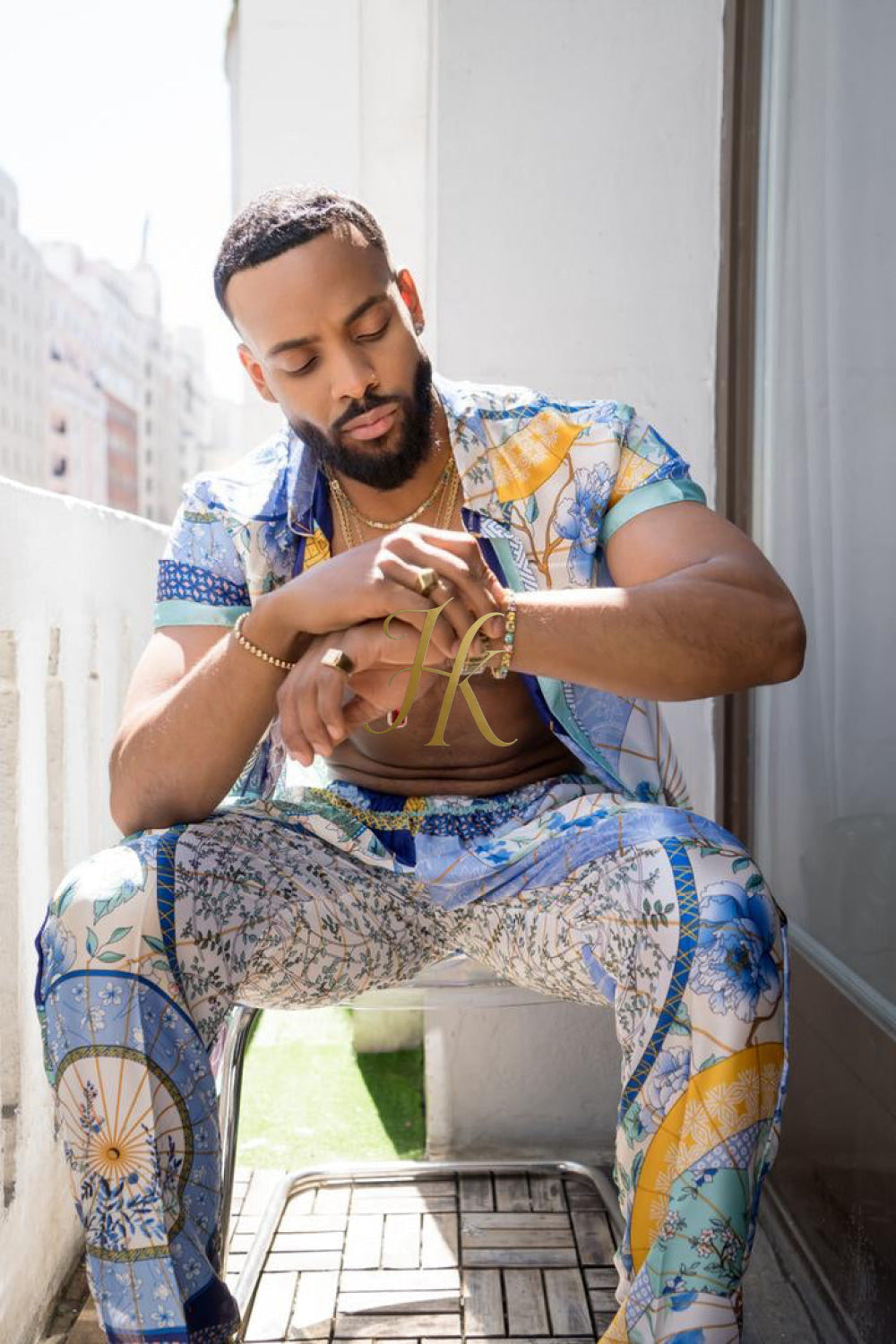 Luxury Summer Men's Silk Festivals Outfits set - kayibstrore