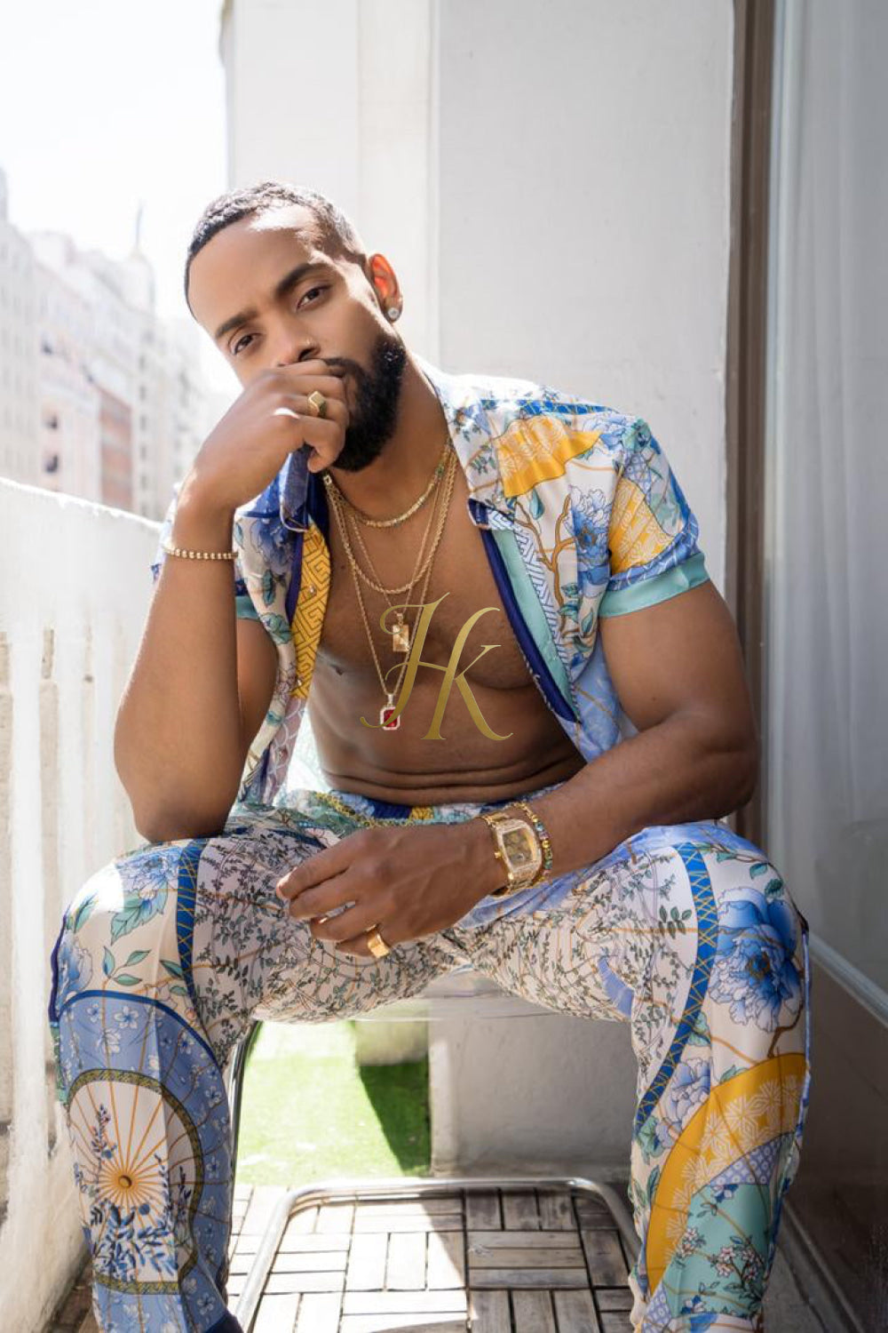 Luxury Summer Men's Silk Festivals Outfits set - kayibstrore