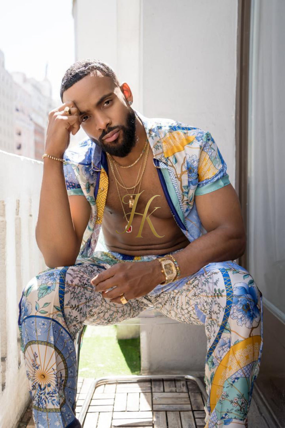 Luxury Summer Men's Silk Festivals Outfits set - kayibstrore