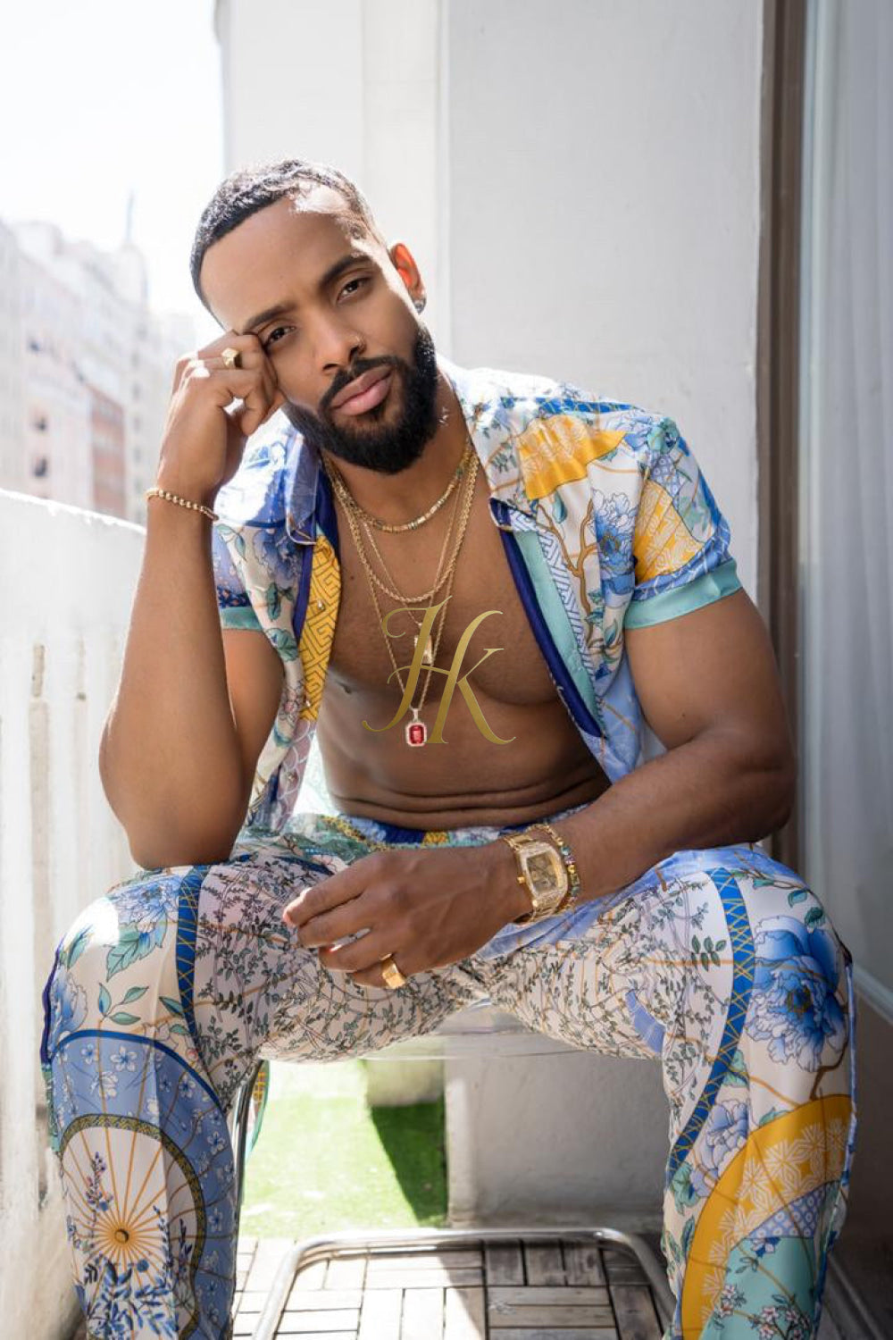 Luxury Summer Men's Silk Festivals Outfits set - kayibstrore