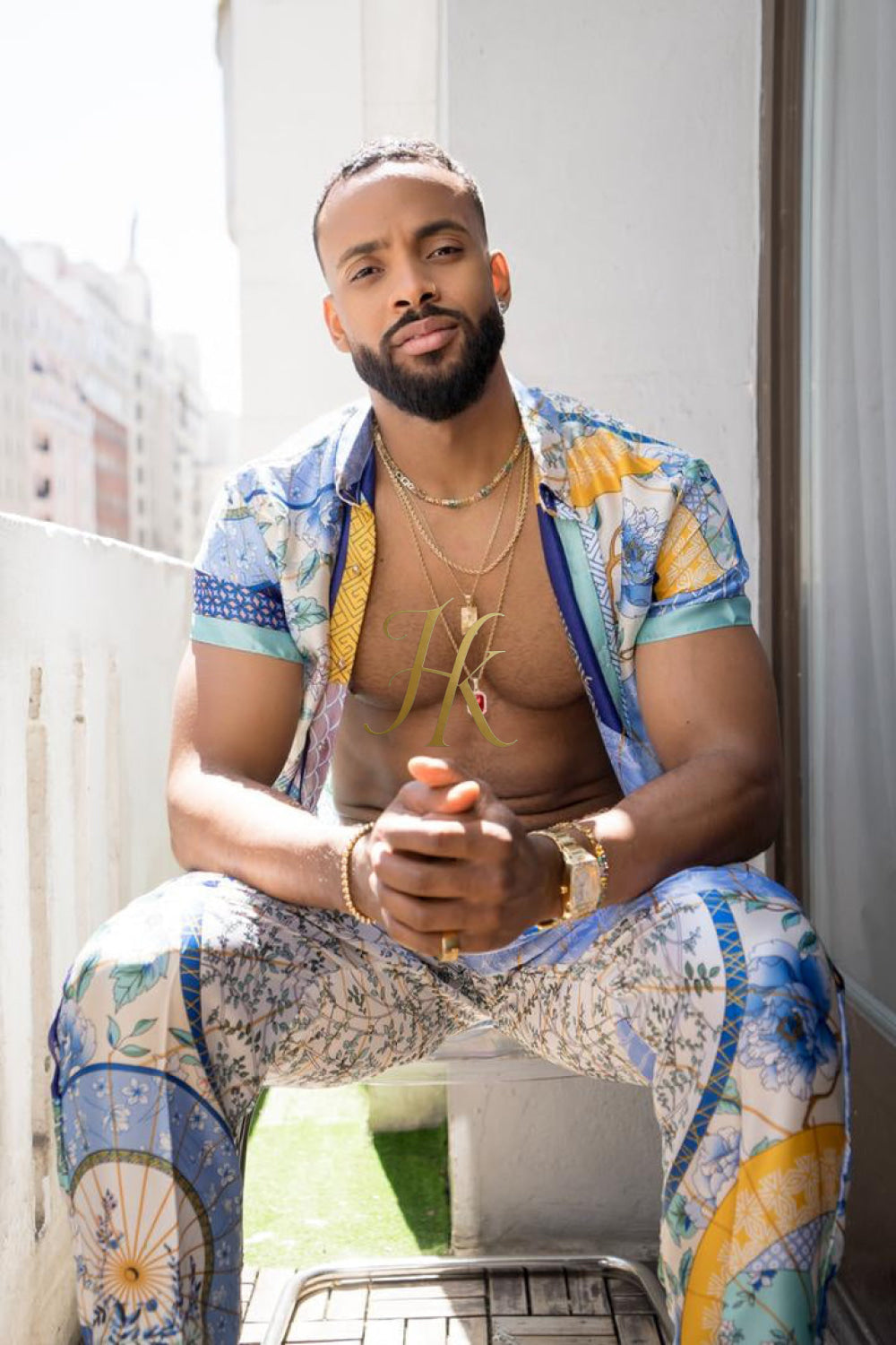 Luxury Summer Men's Silk Festivals Outfits set - kayibstrore