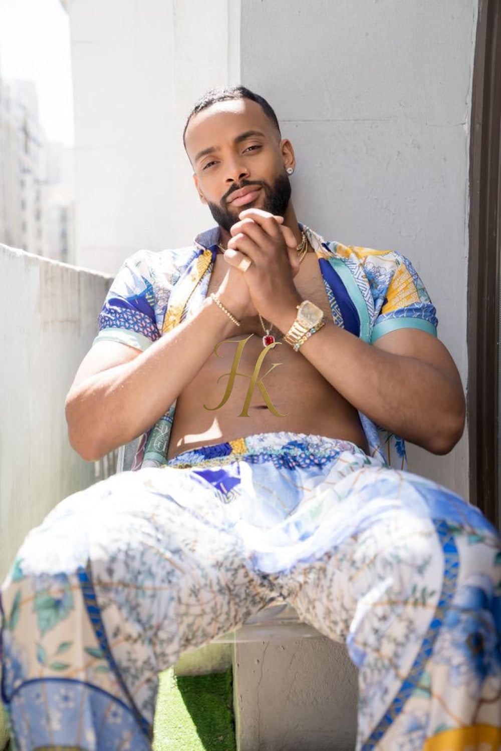 Luxury Summer Men's Silk Festivals Outfits set - kayibstrore