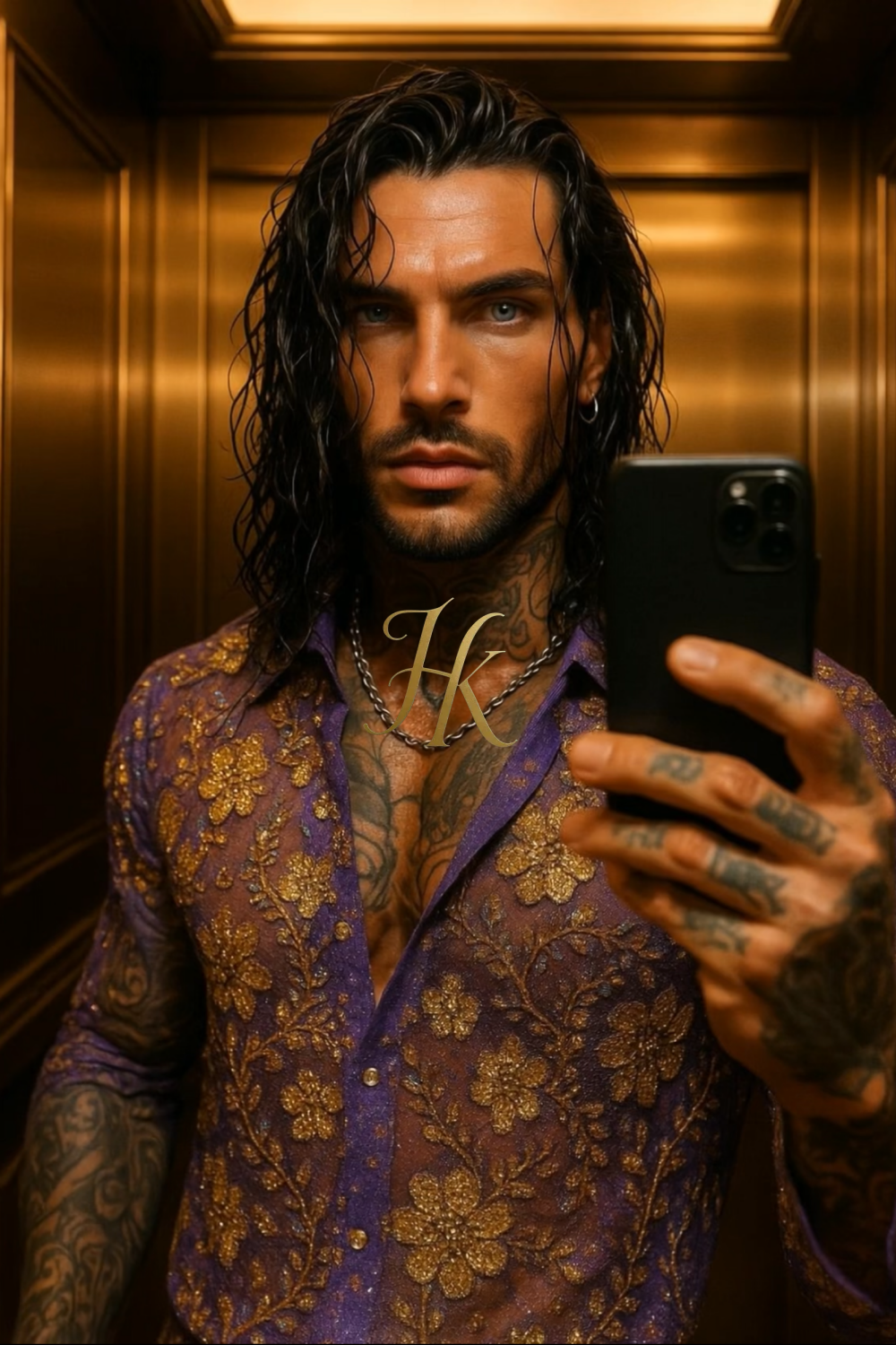Men’s Luxury Lace Set – Beaded & Sequined Mesh Embroidered Shirt and Pants