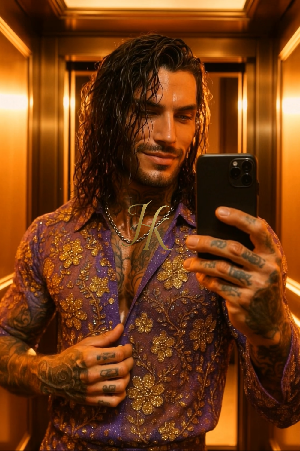 Men’s Luxury Lace Set – Beaded & Sequined Mesh Embroidered Shirt and Pants
