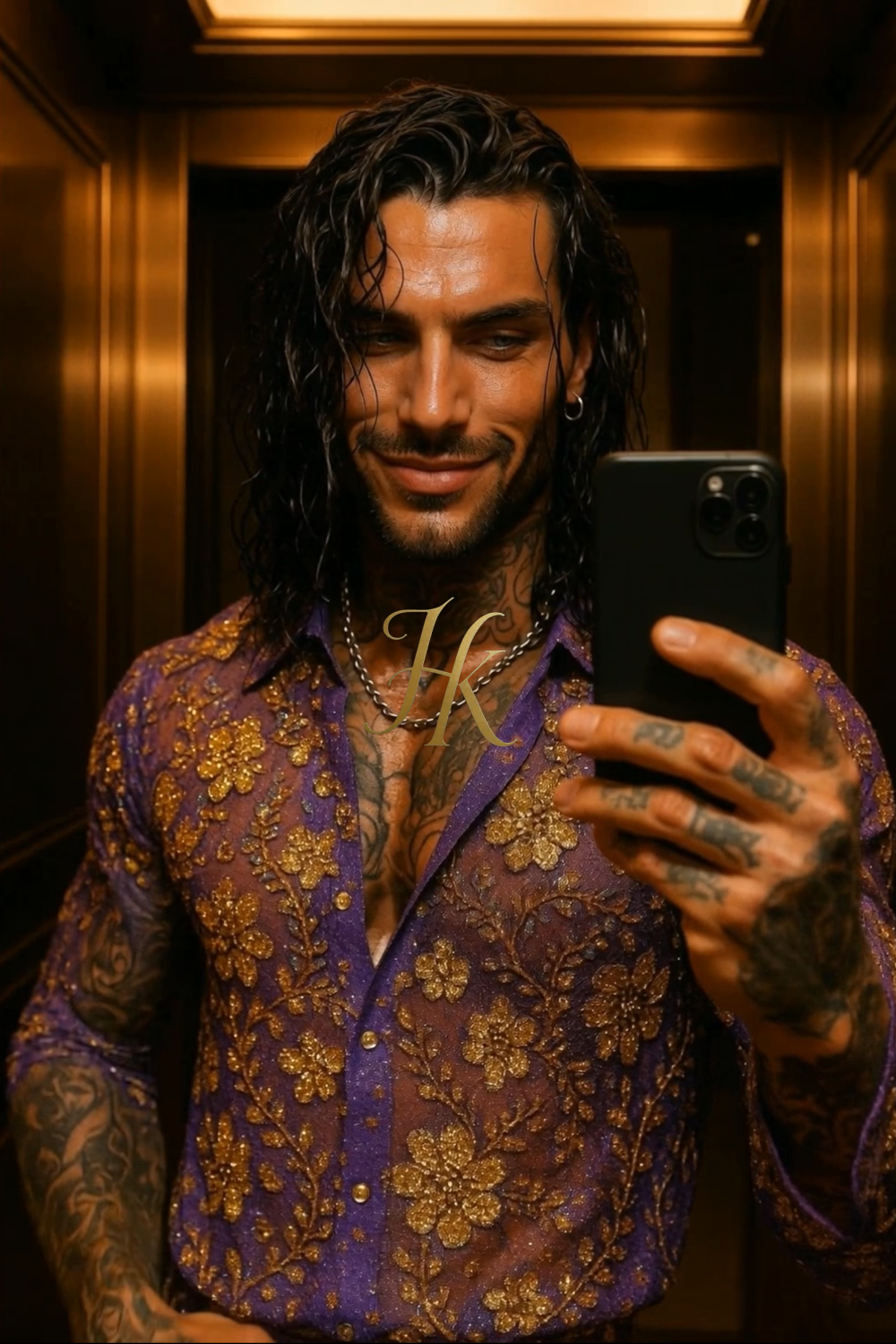 Men’s Luxury Lace Set – Beaded & Sequined Mesh Embroidered Shirt and Pants