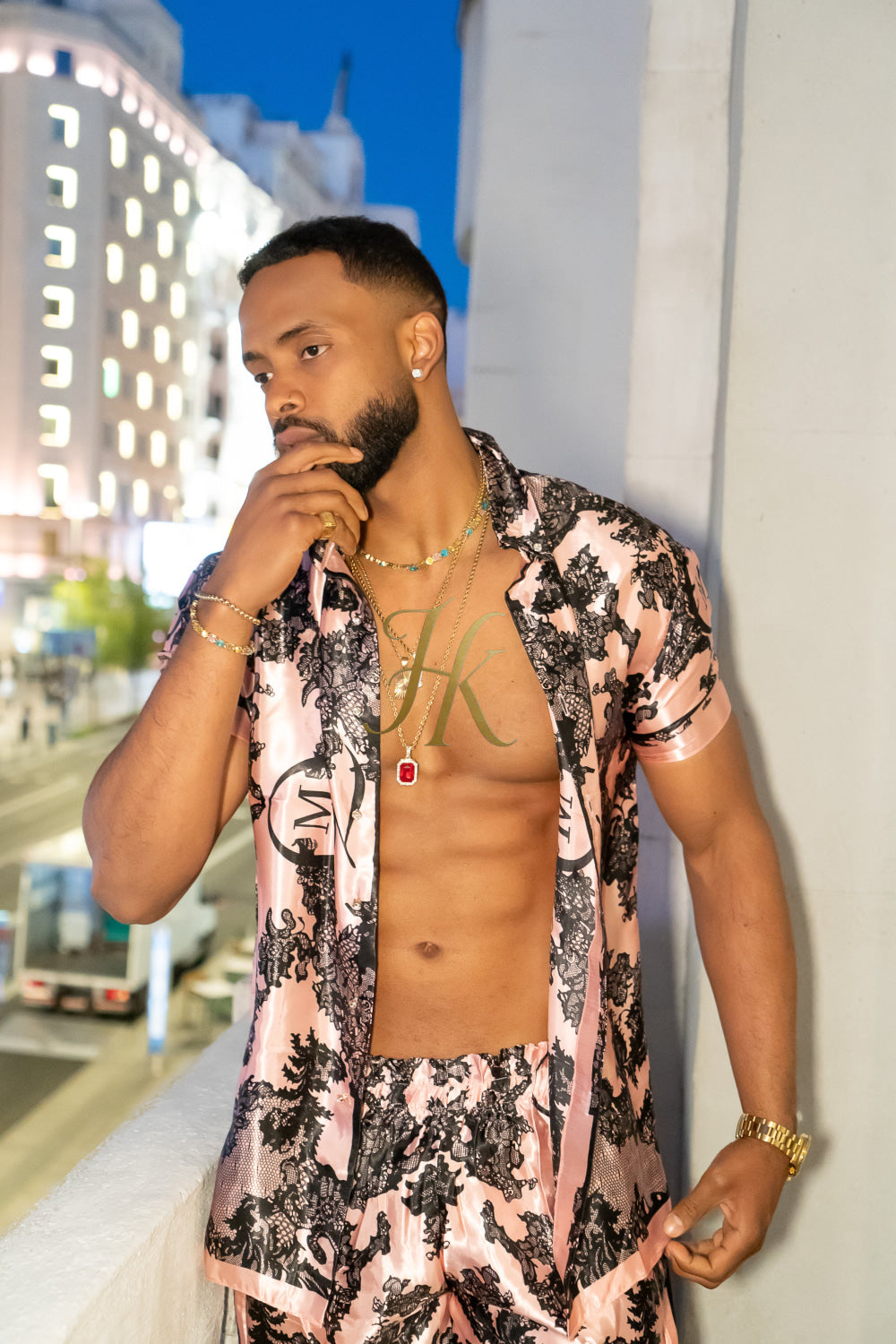 Luxury Boho Silk Shirt Set - Festival Outfit, Handmade Men's clothing - kayibstrore