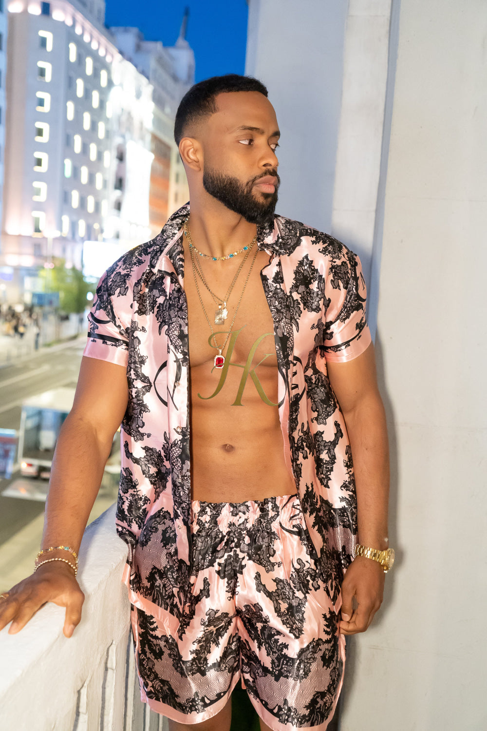 Luxury Boho Silk Shirt Set - Festival Outfit, Handmade Men's clothing - kayibstrore