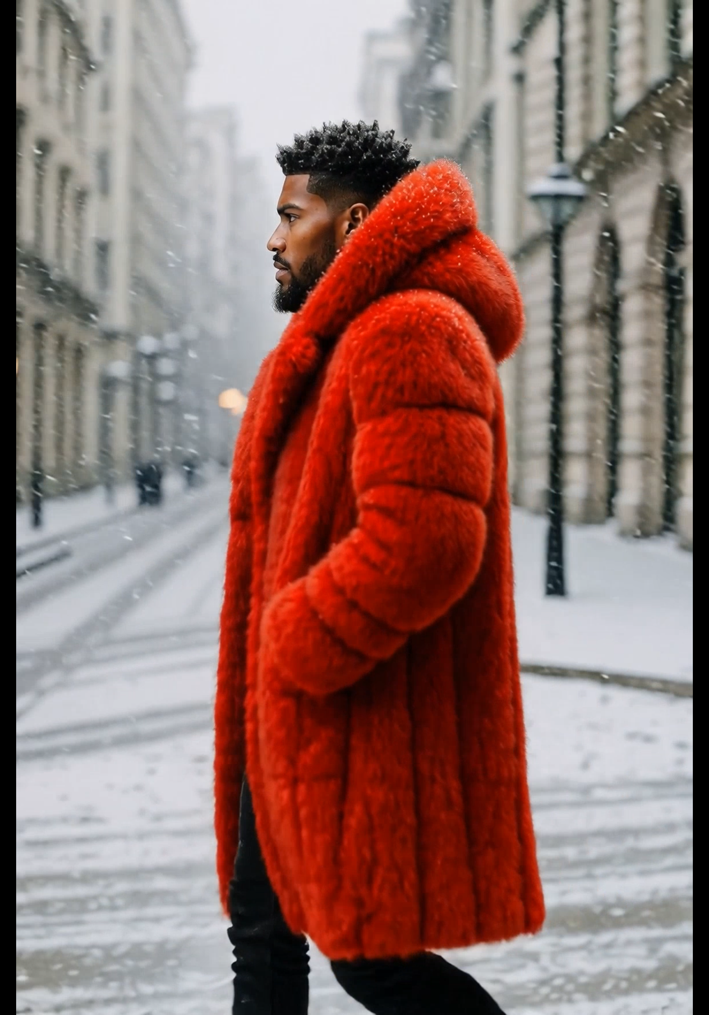 Men’s Natural Long Fox Fur Coat – Genuine Luxury Winter Outwear