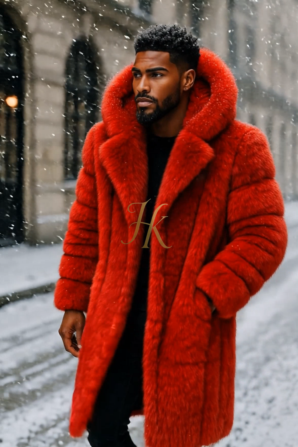 Men’s Natural Long Fox Fur Coat – Genuine Luxury Winter Outwear