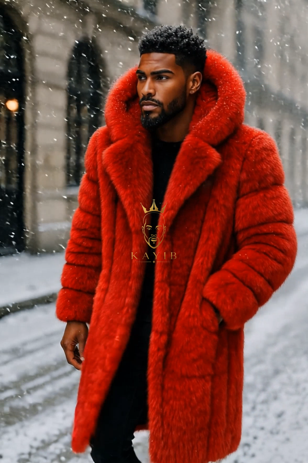 Men’s Natural Long Fox Fur Coat – Genuine Luxury Winter Outwear