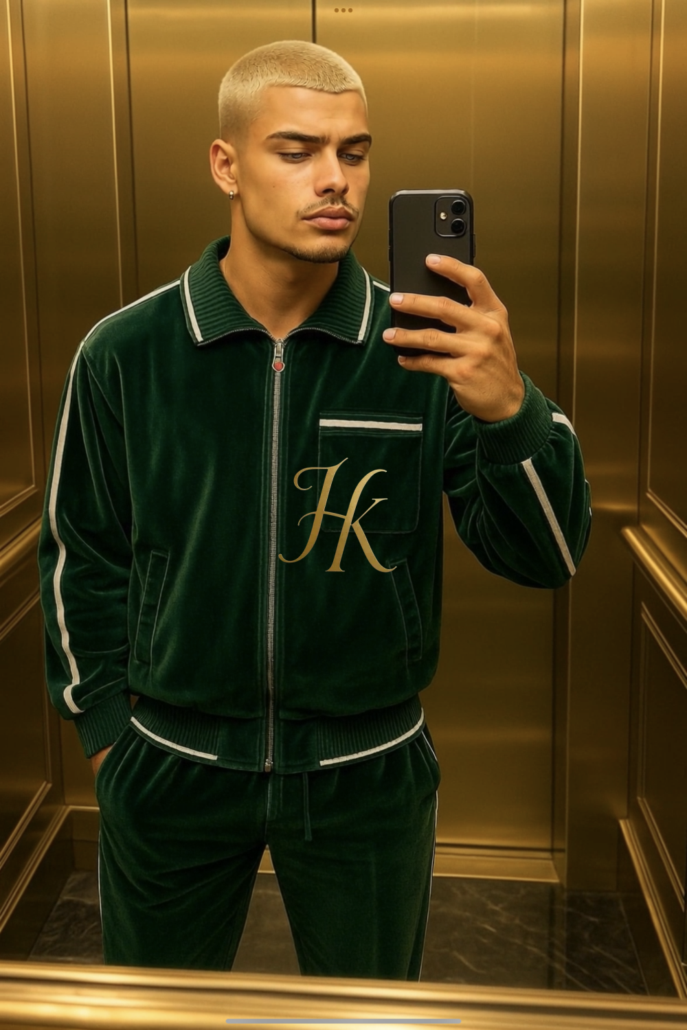 Men’s Luxury Tracksuit Set – CasinoBlank Paris Inspired Fleece Jacket & Track Pants