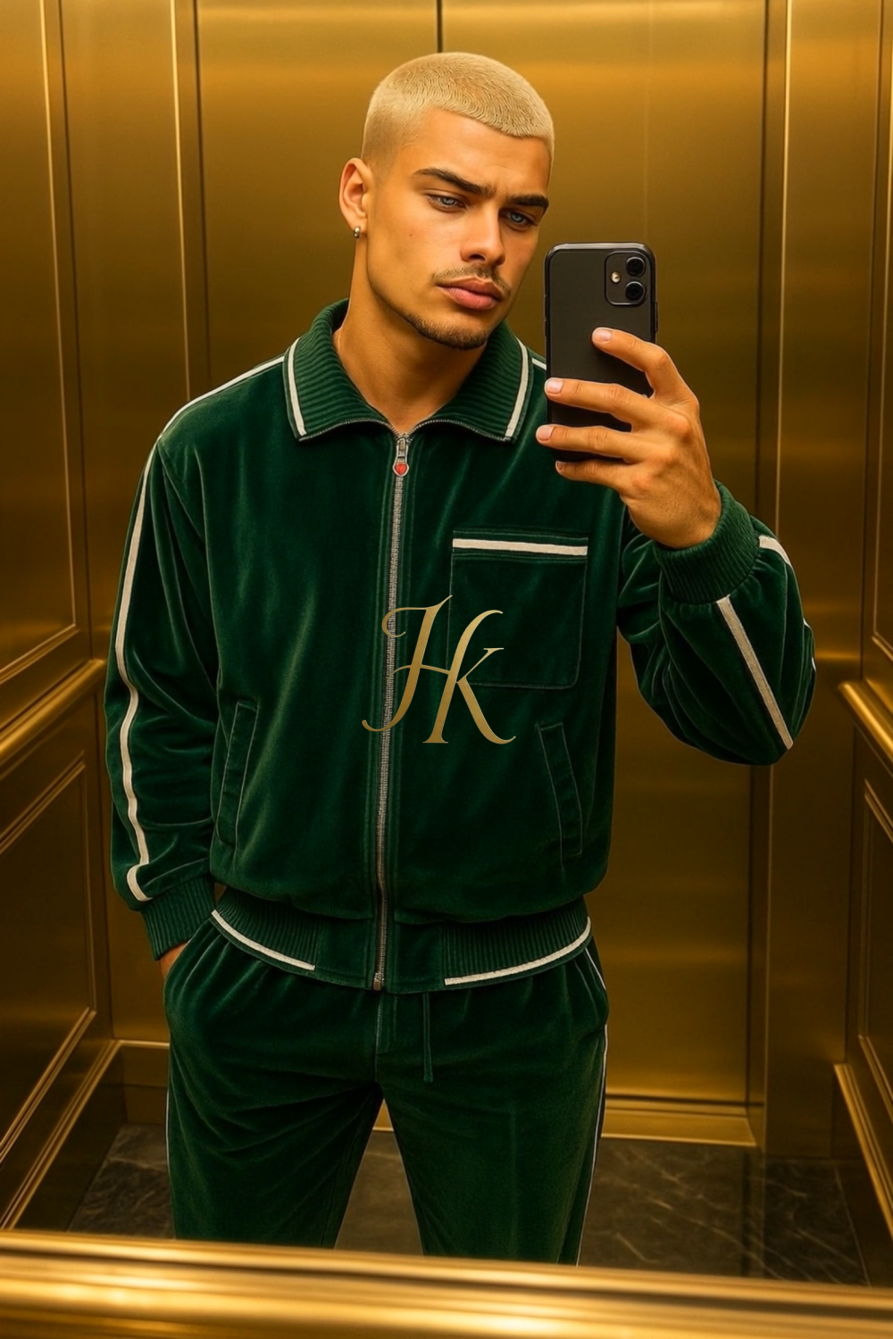 Men’s Luxury Tracksuit Set – CasinoBlank Paris Inspired Fleece Jacket & Track Pants