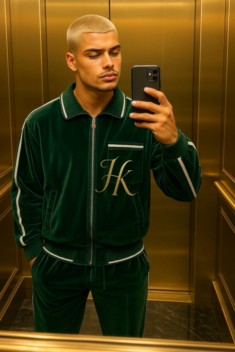 Men’s Luxury Tracksuit Set – CasinoBlank Paris Inspired Fleece Jacket & Track Pants