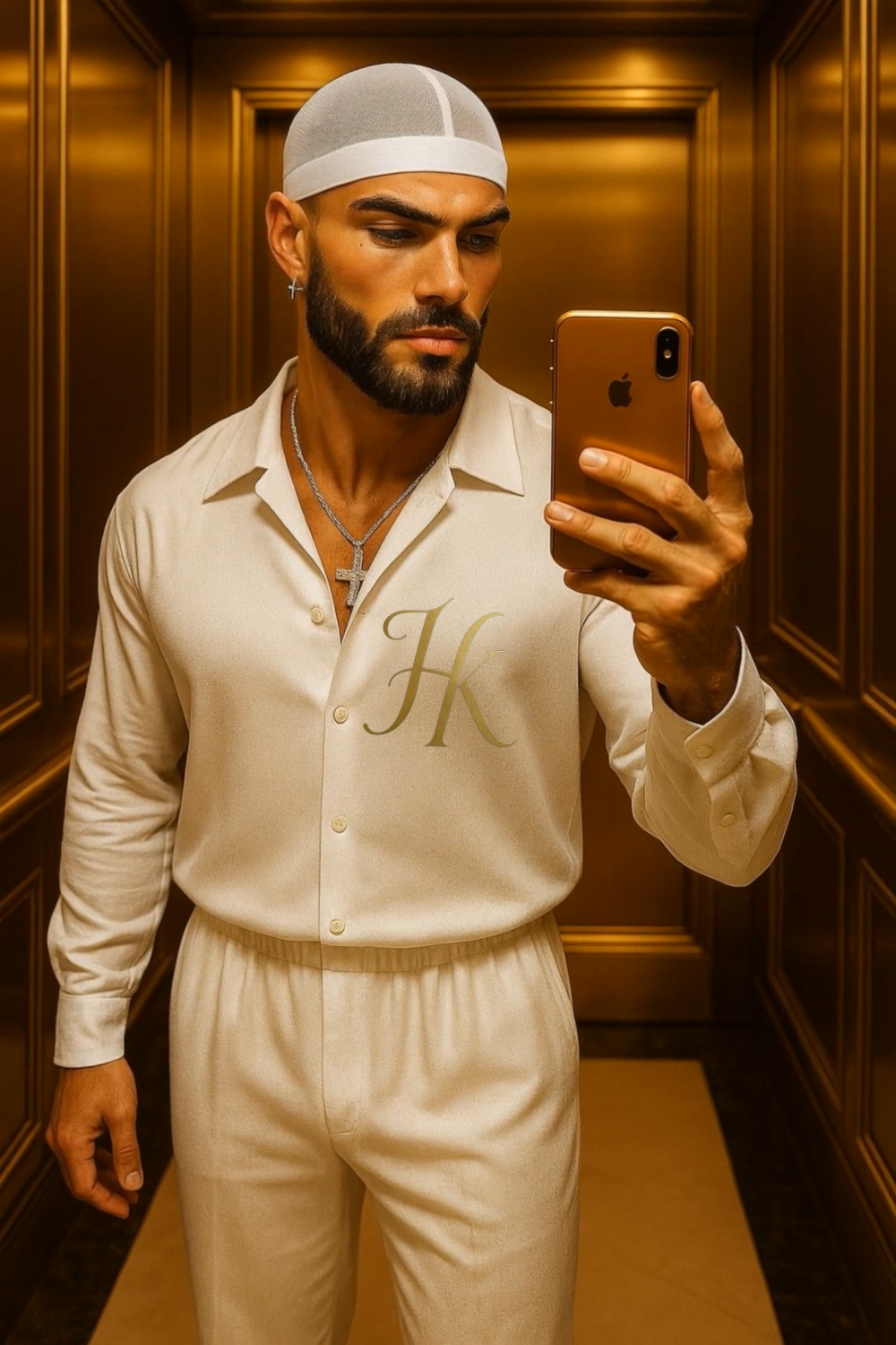 Conjunto de vestido de seda de lujo para hombre rojo