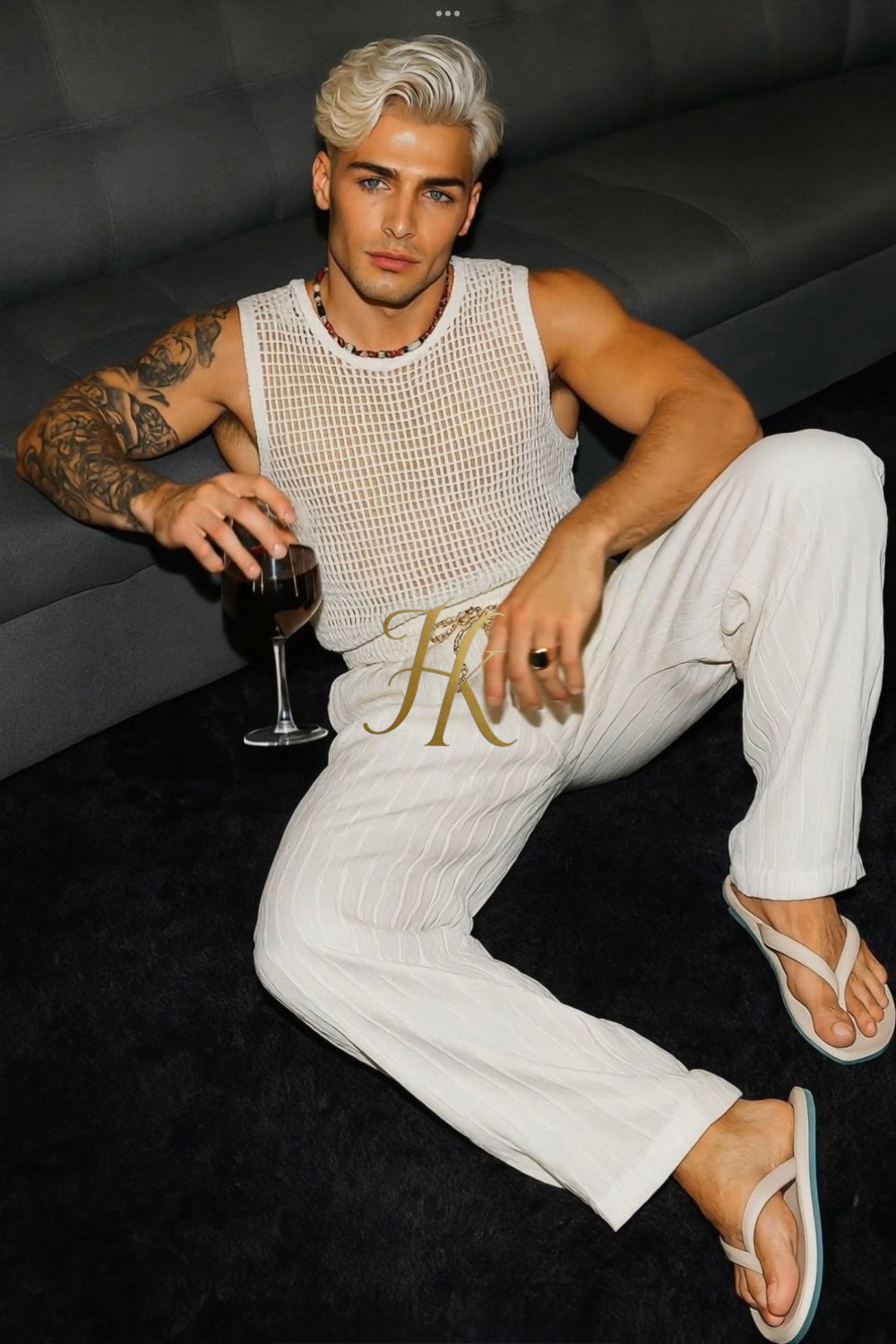 Men’s Summer Crochet Set – Cotton Tank Top & Matching Pants
