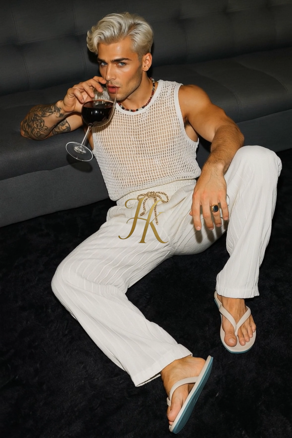 Men’s Summer Crochet Set – Cotton Tank Top & Matching Pants