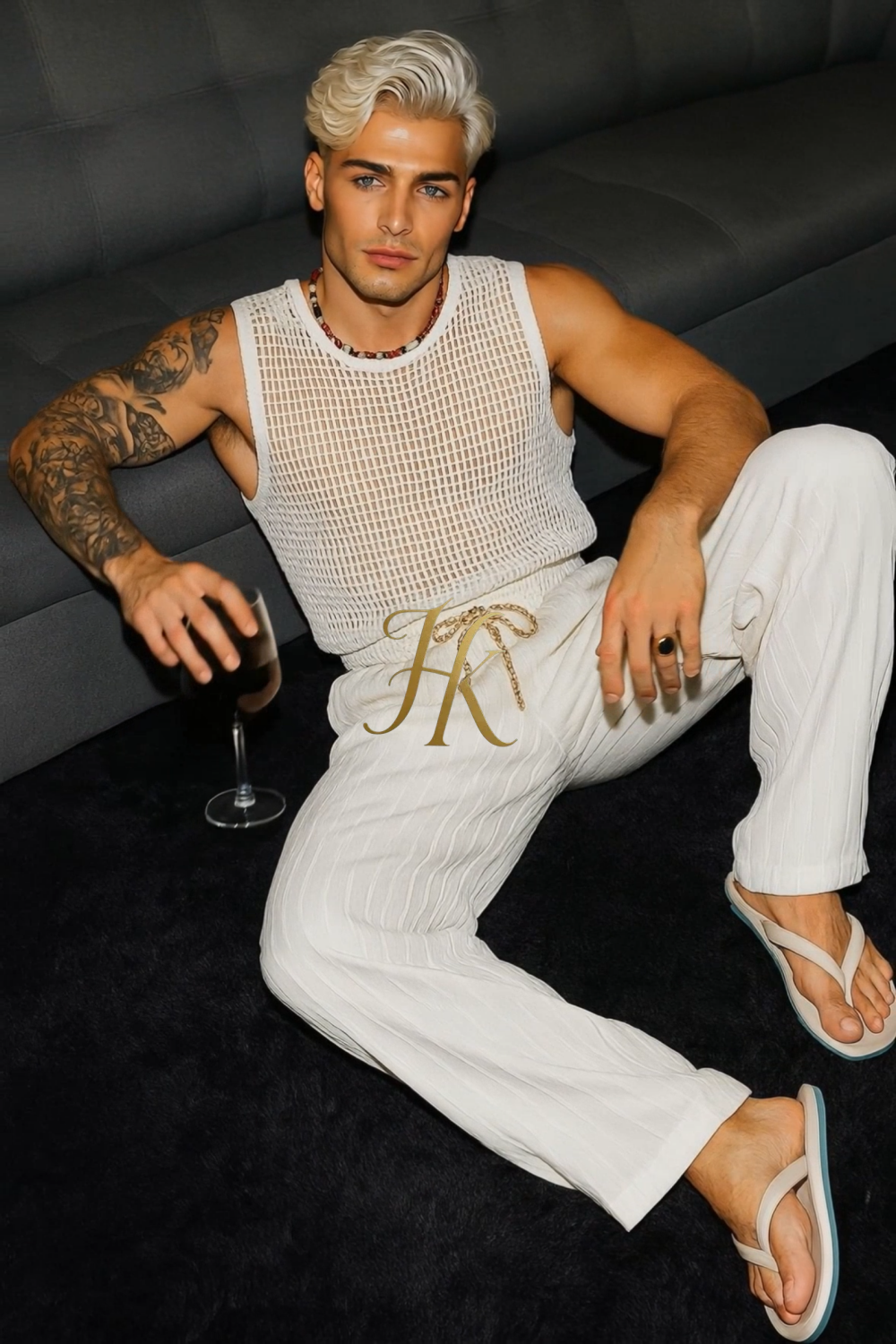 Men’s Summer Crochet Set – Cotton Tank Top & Matching Pants