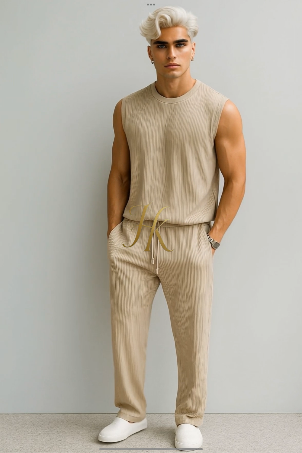 Men’s Summer Cotton Set – Tank Top & Pants Two-Piece Outfit