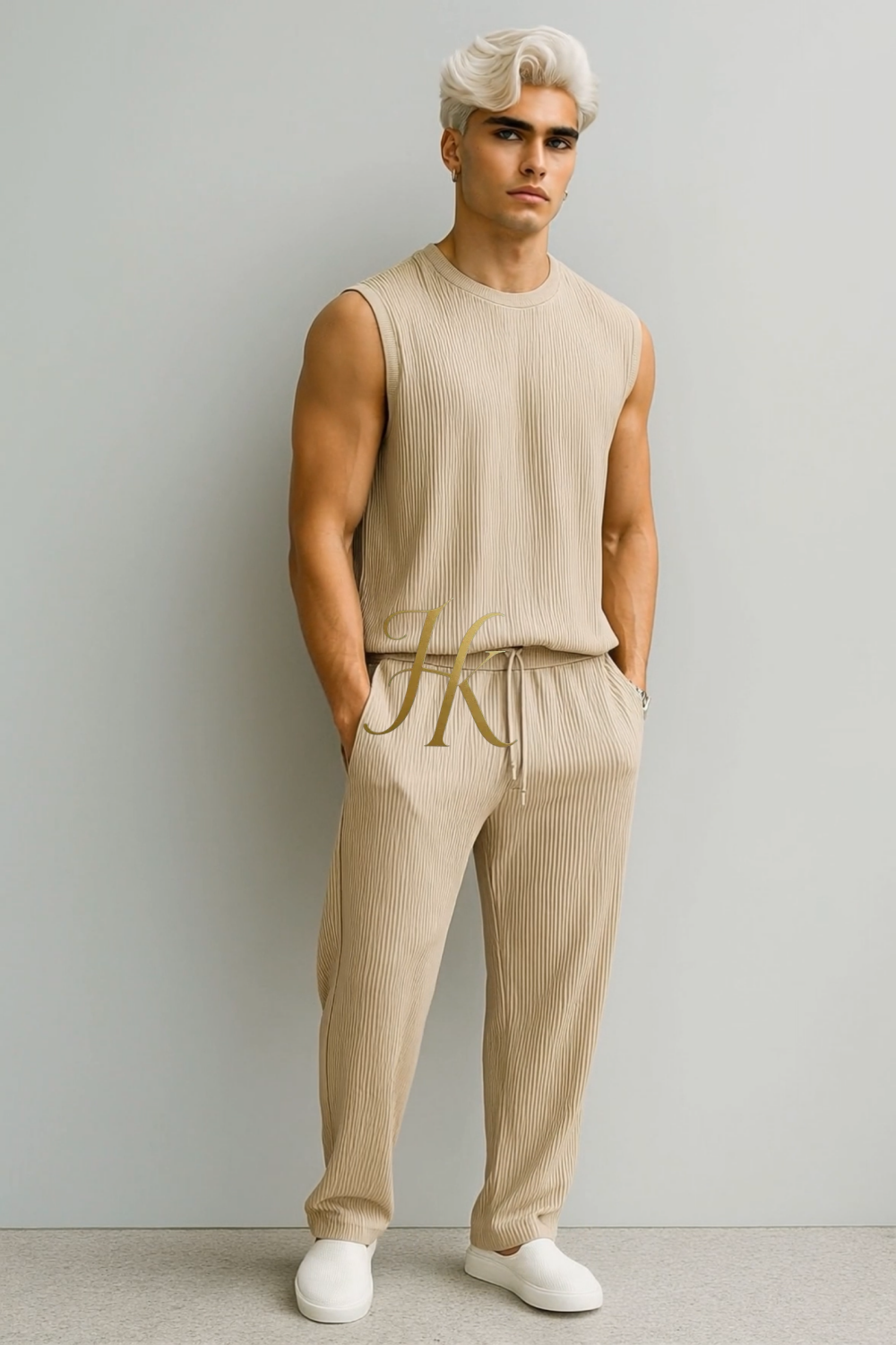 Men’s Summer Cotton Set – Tank Top & Pants Two-Piece Outfit