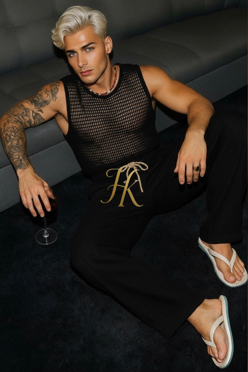 Men’s Summer Crochet Set – Cotton Tank Top & Matching Pants