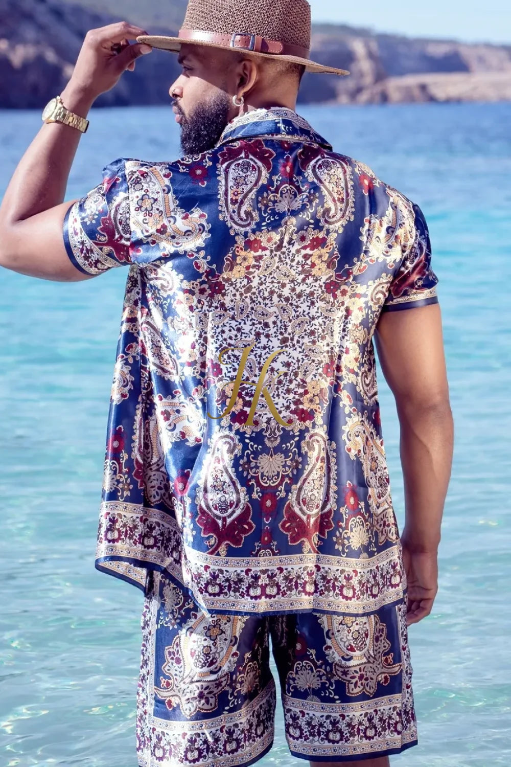 Boho Silk Shirt Set - Festival Outfit, Handmade Men's Fashion - kayibstrore