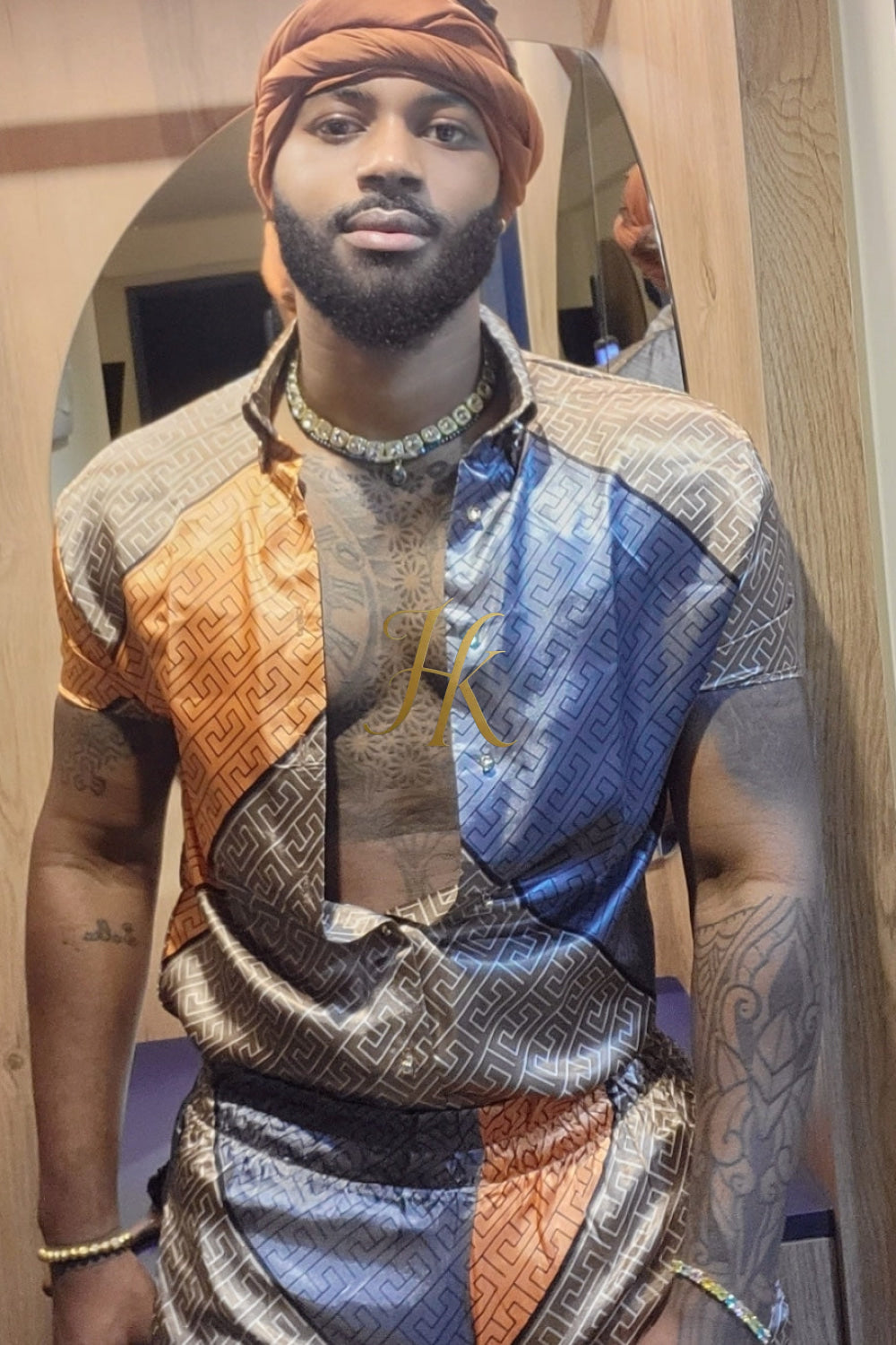 Men's Silk Set - Elevate Your Style with Le Barroco Print - Perfect for Couples and Special Occasions - kayibstrore