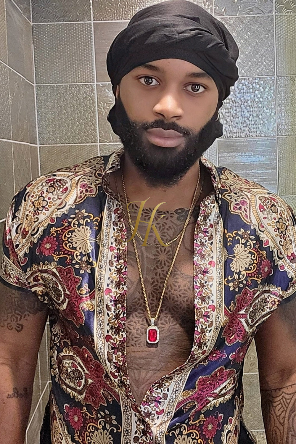Boho Silk Shirt Set - Festival Outfit, Handmade Men's Fashion - kayibstrore