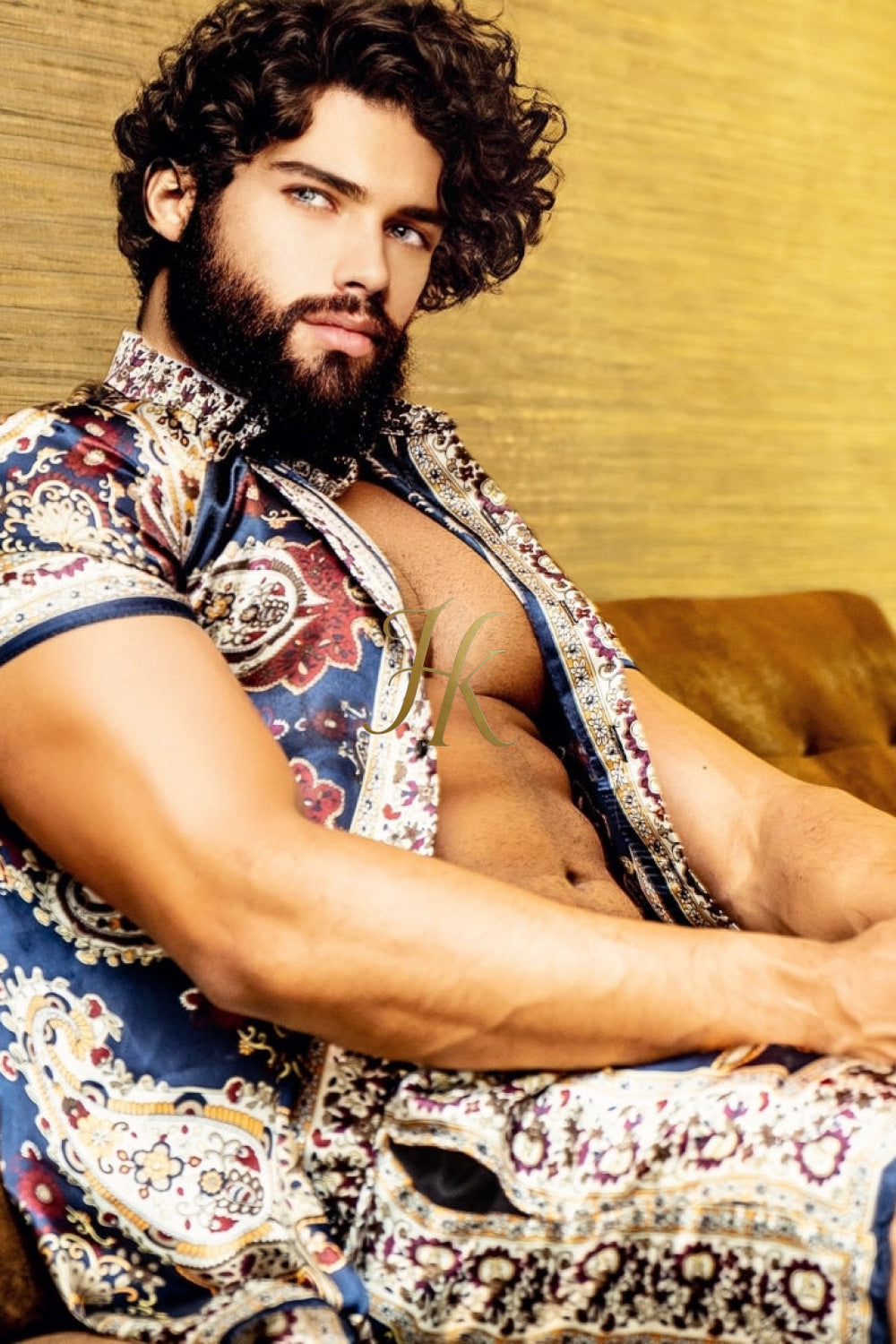 Boho Silk Shirt Set - Festival Outfit, Handmade Men's Fashion - kayibstrore