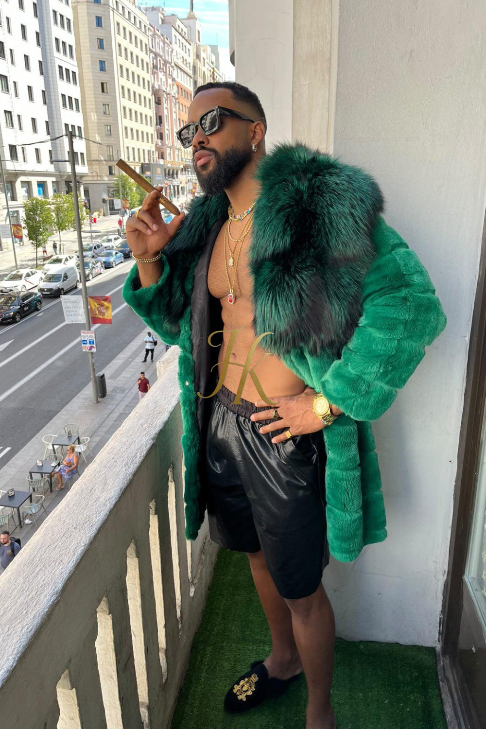 Handmade Luxury Winter Men's Rex Rabbit Fur Coat with Super Large Raccoon Collar - Premium Fashion Outerwear - kayibstrore