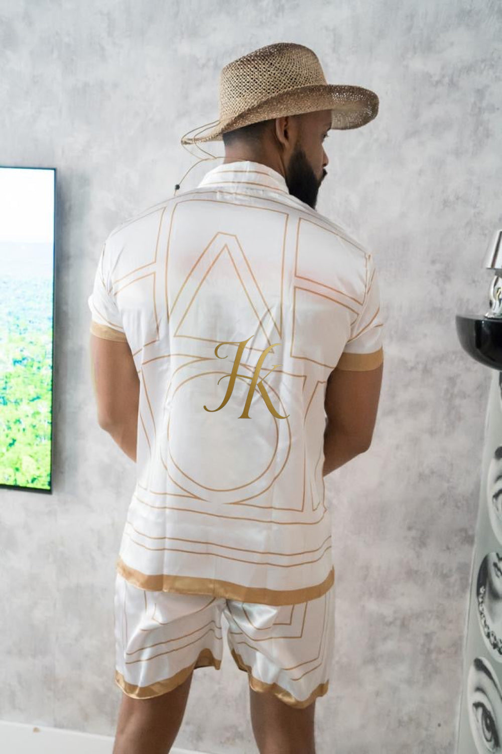 Luxury Boho Silk Shirt Set for Men - Festival Outfit, Handmade Men's Fashion - kayibstrore