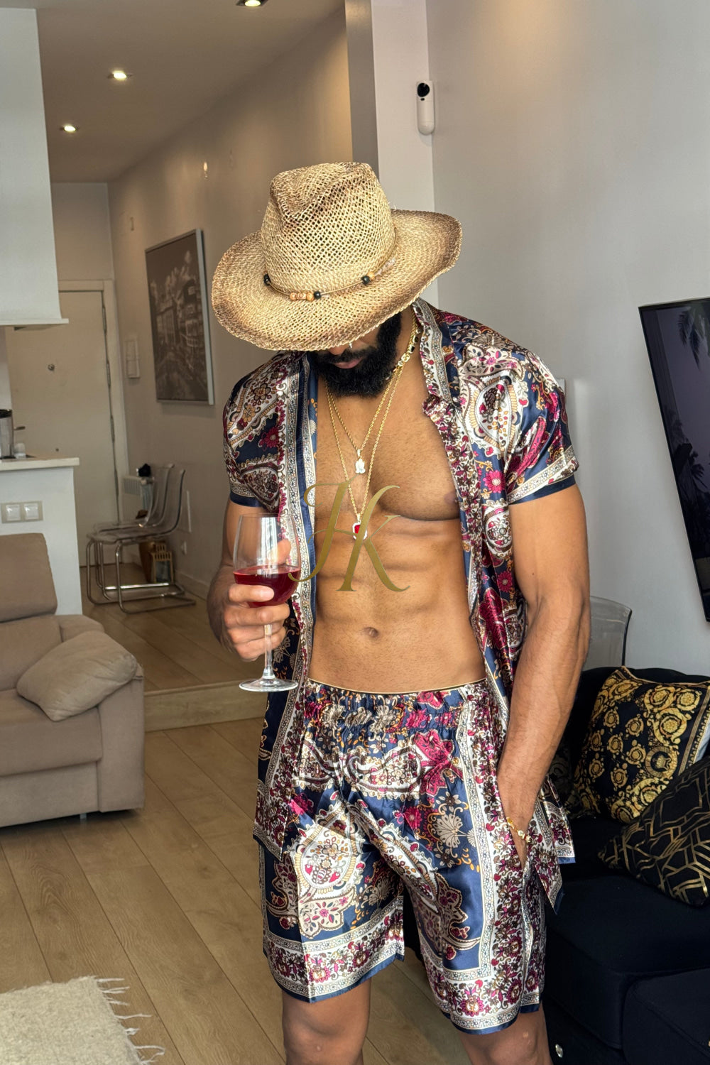 Men’s Luxury Silk Set – 100% Pure Mulberry Silk Shirt & Shorts | Limited Edition Outfit - kayibstrore