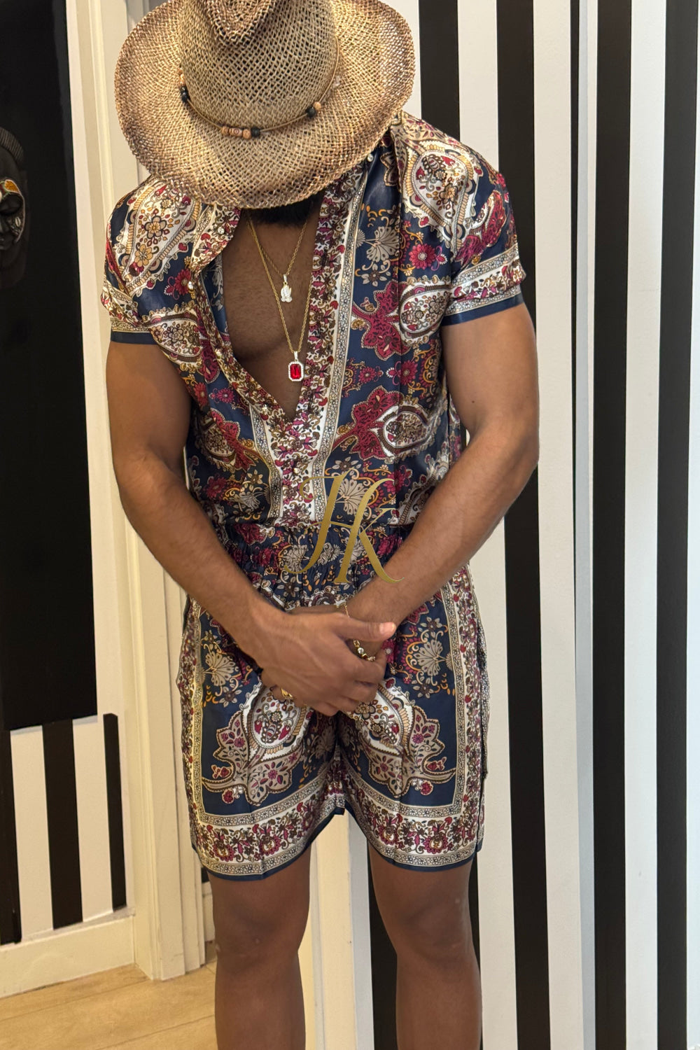 Men’s Luxury Silk Set – 100% Pure Mulberry Silk Shirt & Shorts | Limited Edition Outfit - kayibstrore