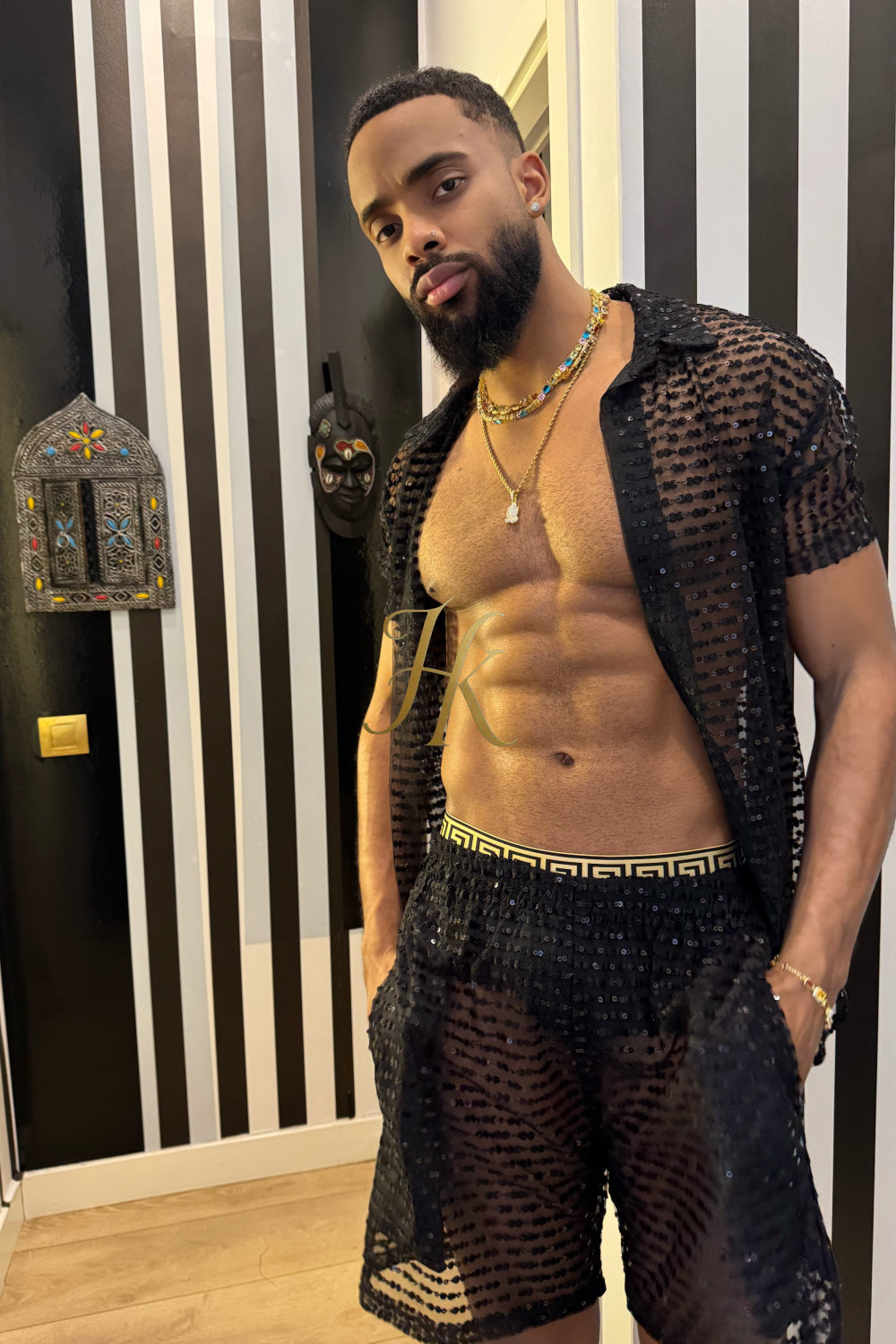 ✨ Luxury Handcrafted Mesh & Lace Embroidered Shirt – Limited Edition Couture ✨ - kayibstrore