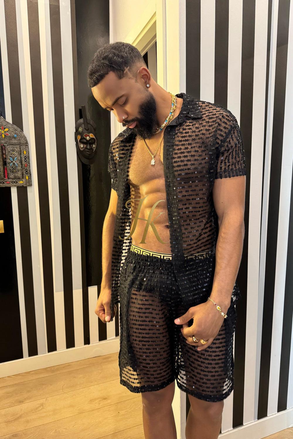 ✨ Luxury Handcrafted Mesh & Lace Embroidered Shirt – Limited Edition Couture ✨ - kayibstrore