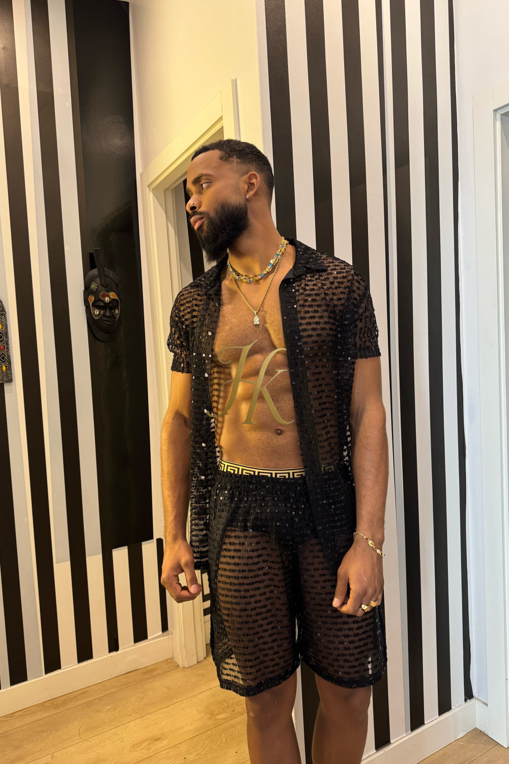 ✨ Luxury Handcrafted Mesh & Lace Embroidered Shirt – Limited Edition Couture ✨ - kayibstrore