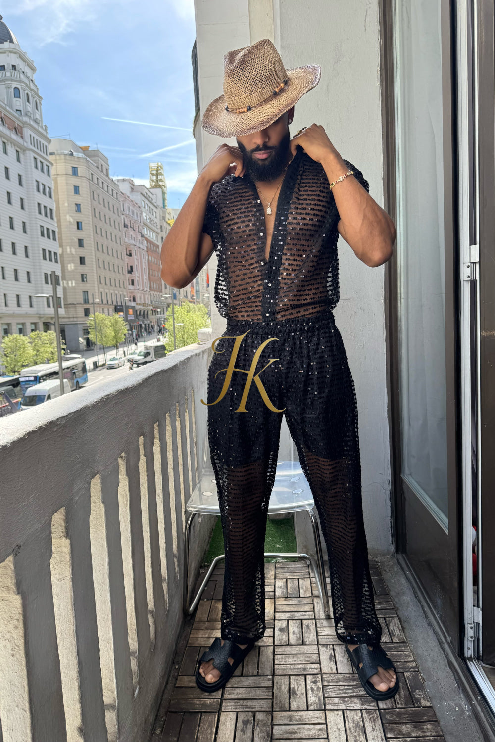 🖤 Royal Mesh Embroidered Shirt – Limited Edition Luxury - kayibstrore