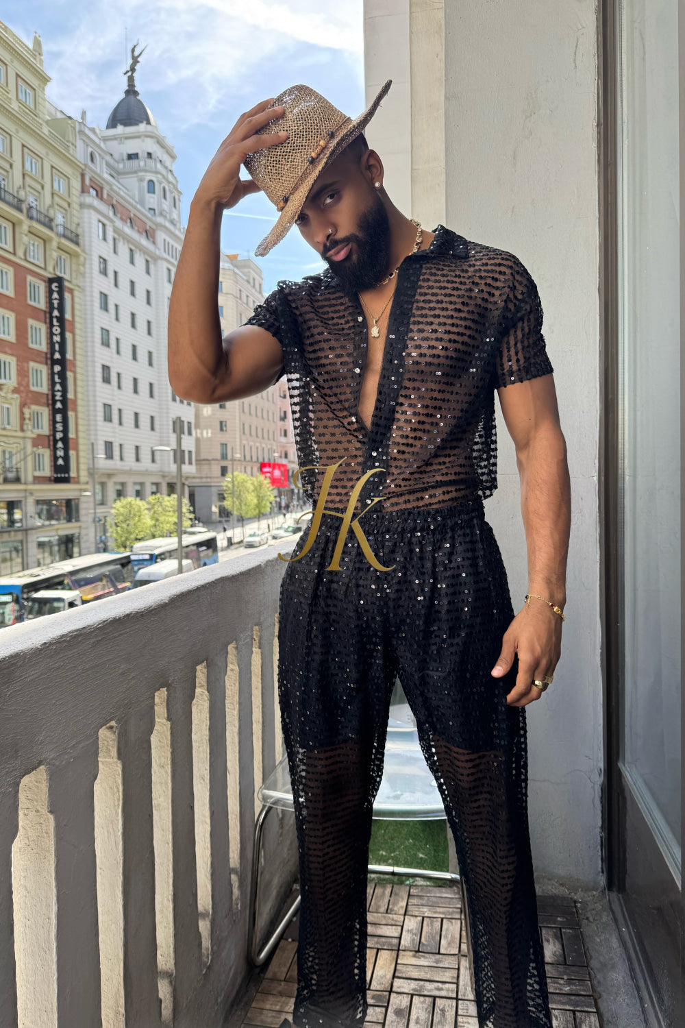 🖤 Royal Mesh Embroidered Shirt – Limited Edition Luxury - kayibstrore