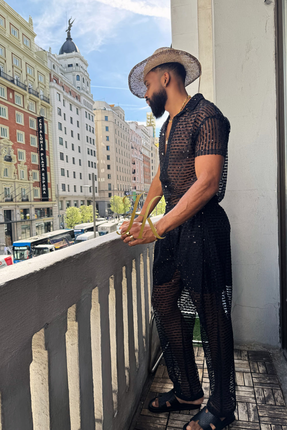 🖤 Royal Mesh Embroidered Shirt – Limited Edition Luxury - kayibstrore