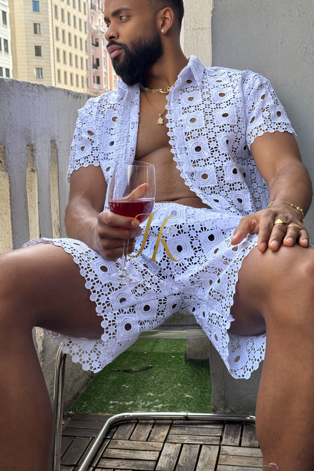 Premium Lace Set – Mesh Embroidered Shirt & Pant Ensemble - kayibstrore