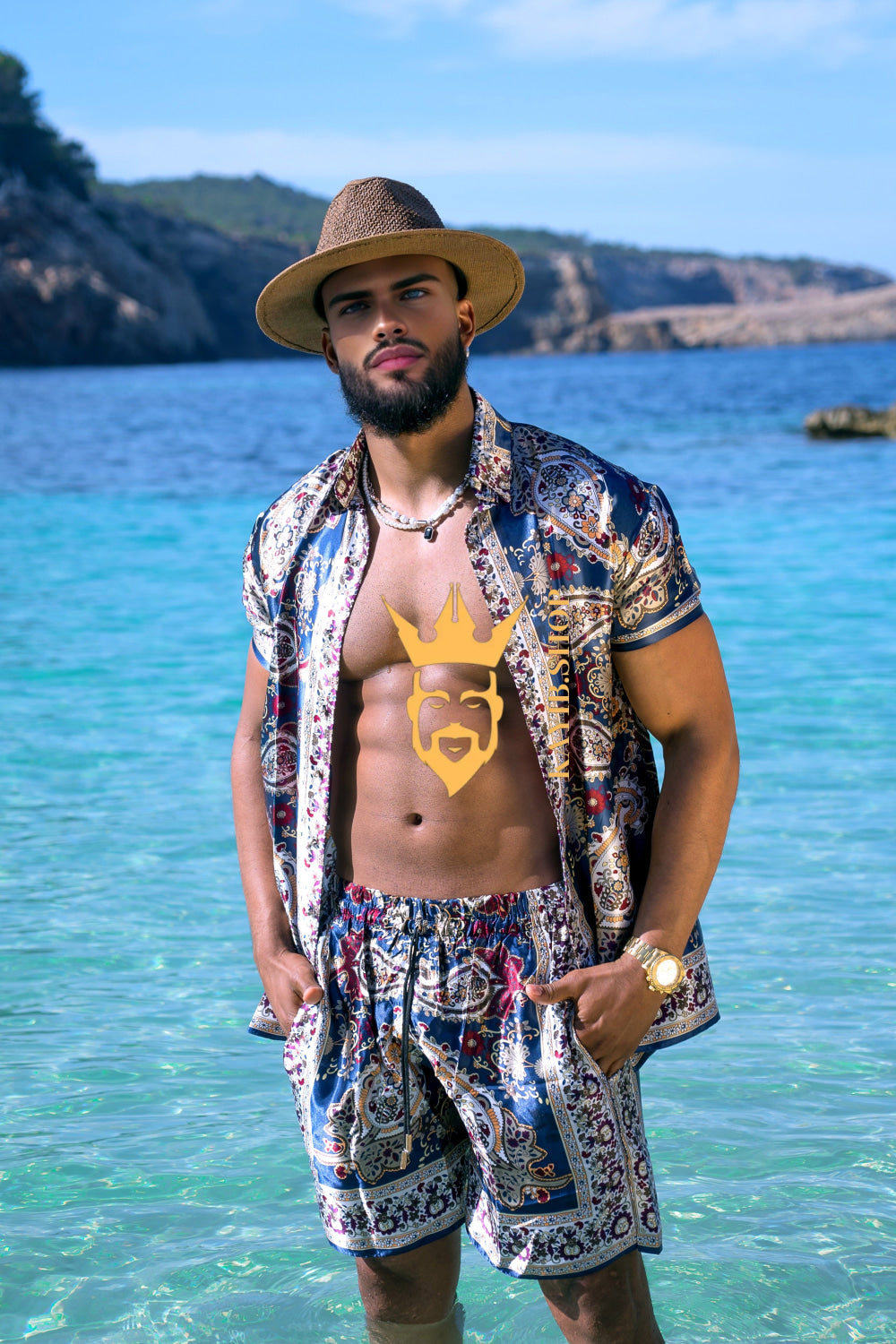 Men’s Luxury Silk Set – 100% Pure Mulberry Silk Shirt & Shorts | Limited Edition Outfit - kayibstrore